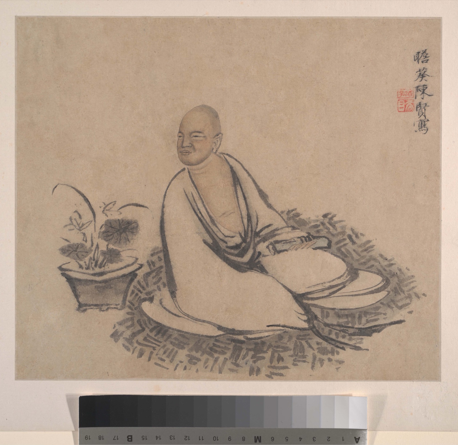 Seated Arhat from an album attributed to Chen Xian, with attribution and date uncertain — TK0881
