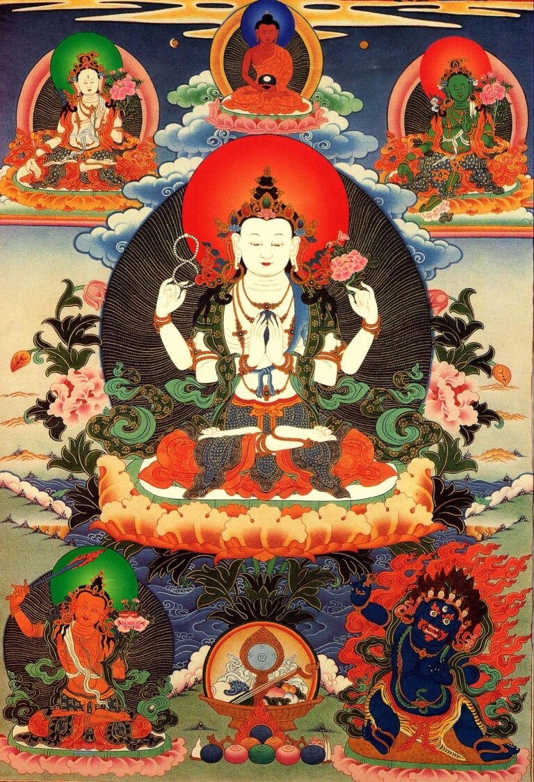 Four-Armed Avalokiteshvara Thangka: Meaning, Attributes, and Iconography