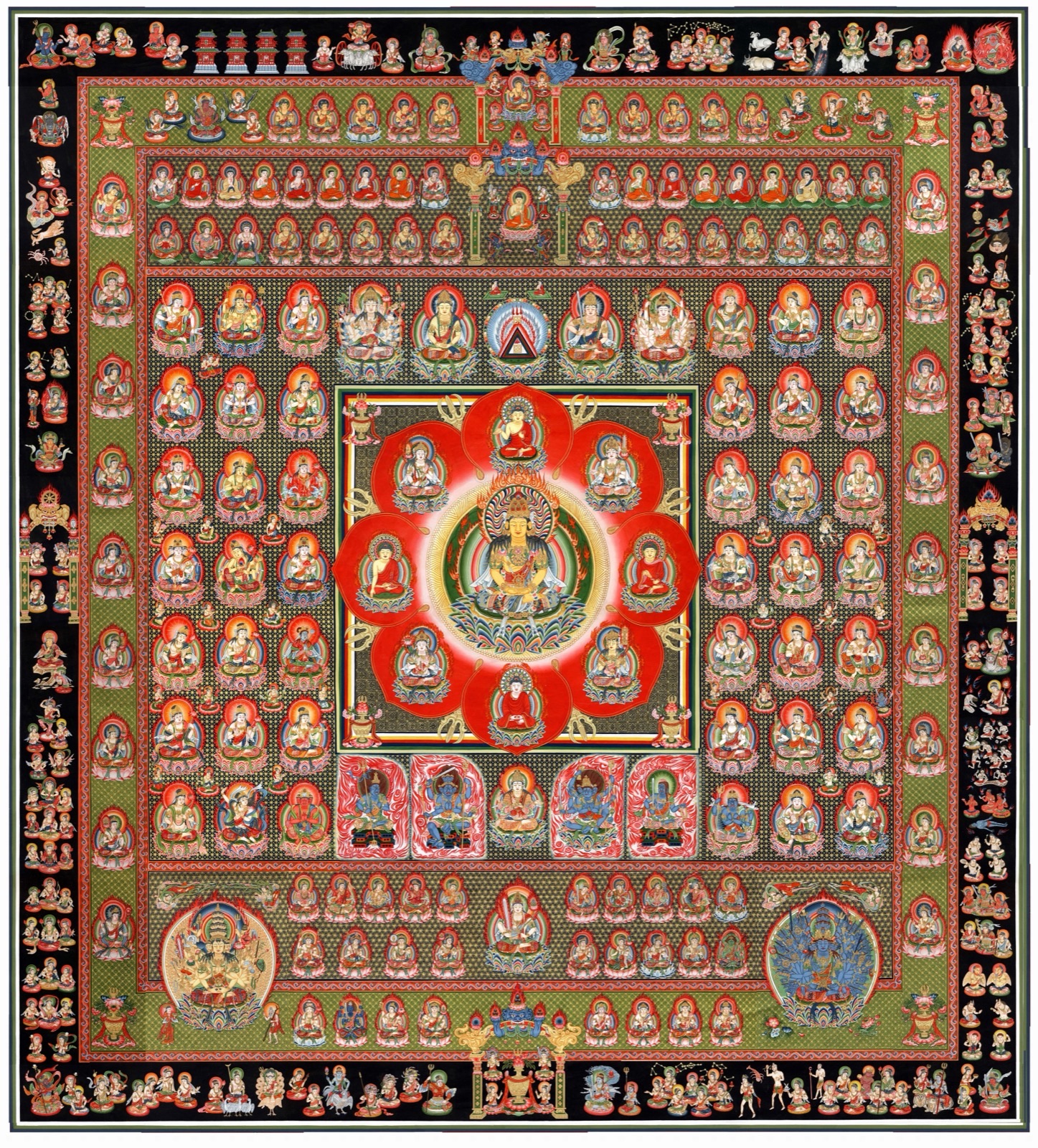 Womb Realm Mandala with Mahavairocana on the central lotus and surrounding courts — TK0570