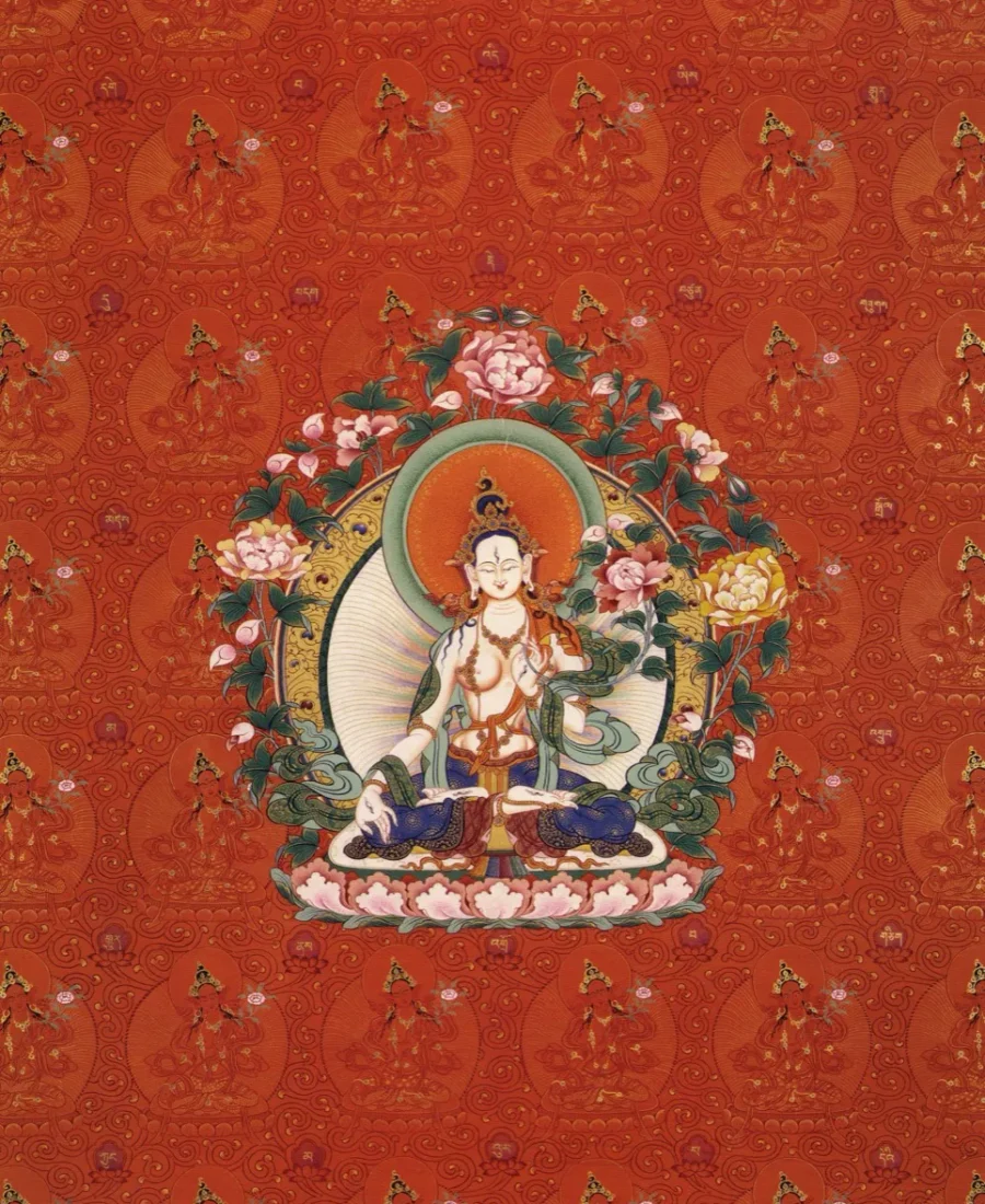 White Tara thangka painting