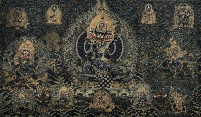 Black Thangka Painting: Gold Lines, Technique, and Care