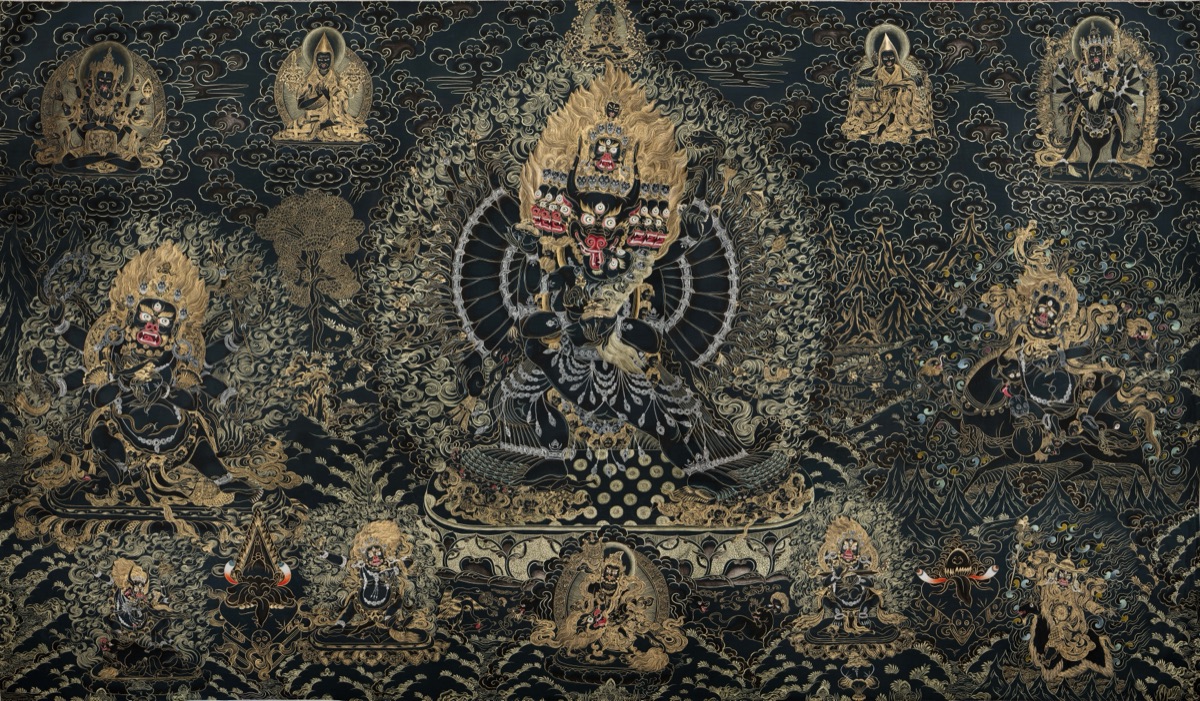 Black Thangka Painting: Gold Lines, Technique, and Care